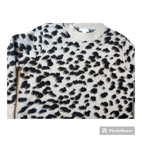 H&M leopard print cozy hip length sweater size MEDIUM - Picture 3 of 3
